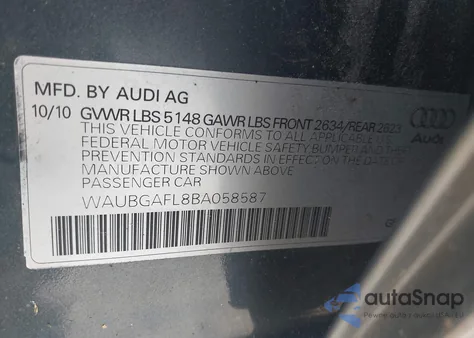 2011 Audi S4 3.0 Premium Plus from USA, damaged, VIN WAUBGAFL8BA058587